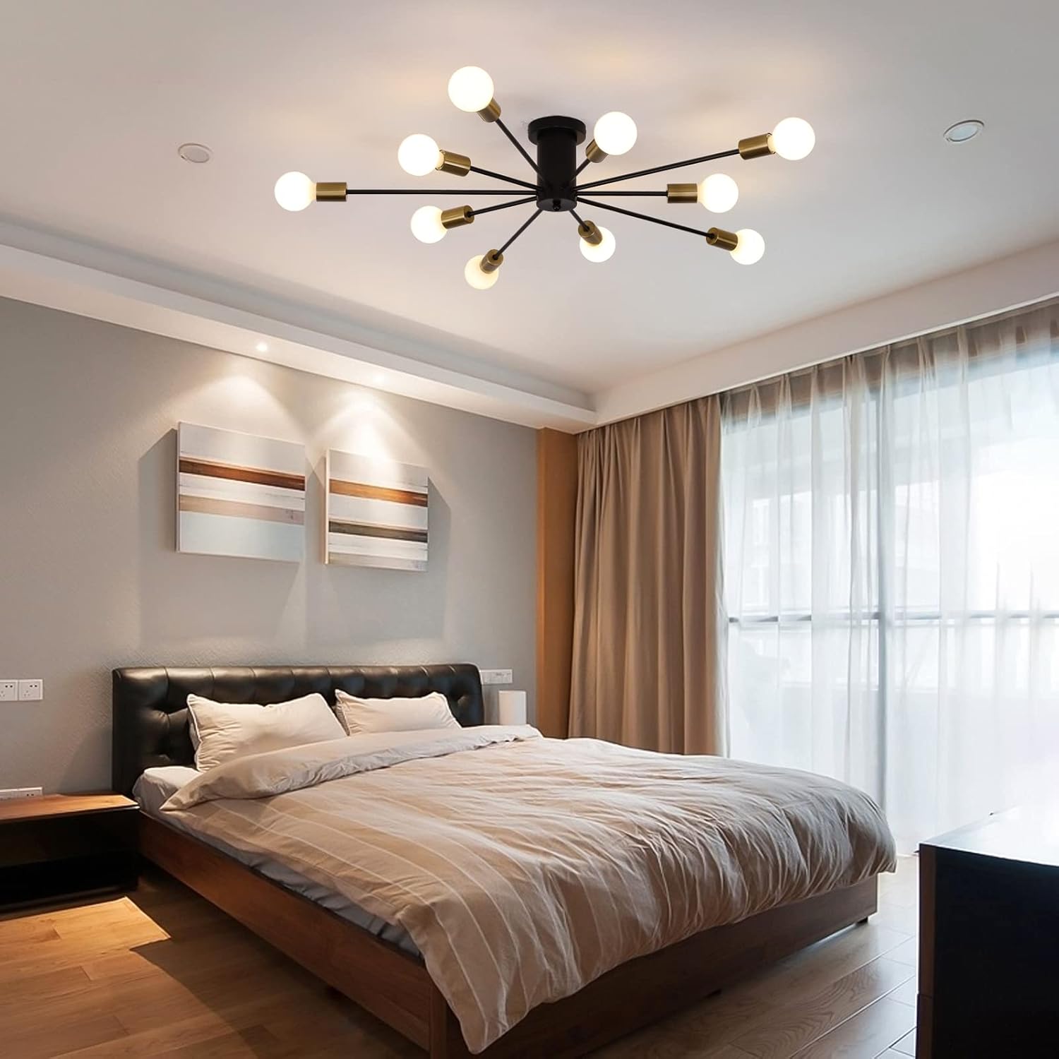 Farmhouse Black Chandelier — 10-Light - View 6