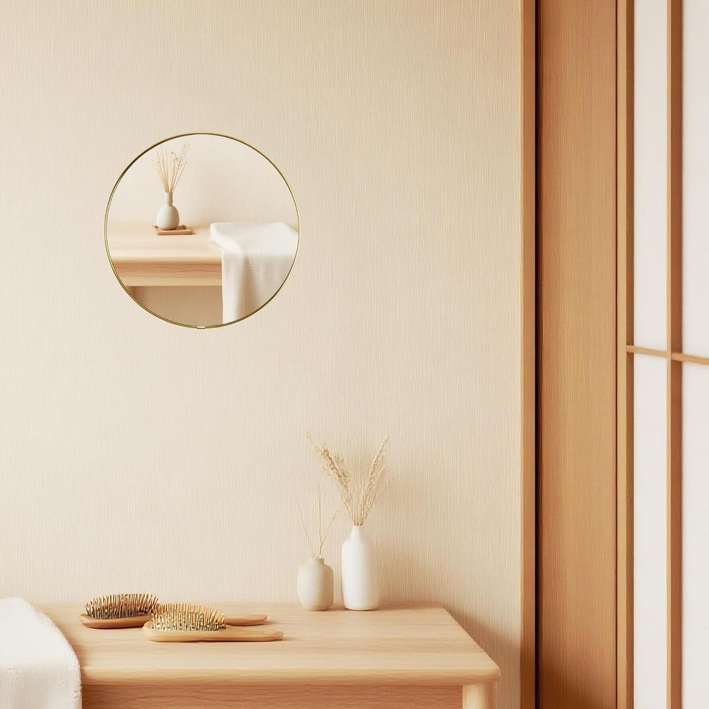 Round Luxe Black Wall Mirror — 12.6" - View 2