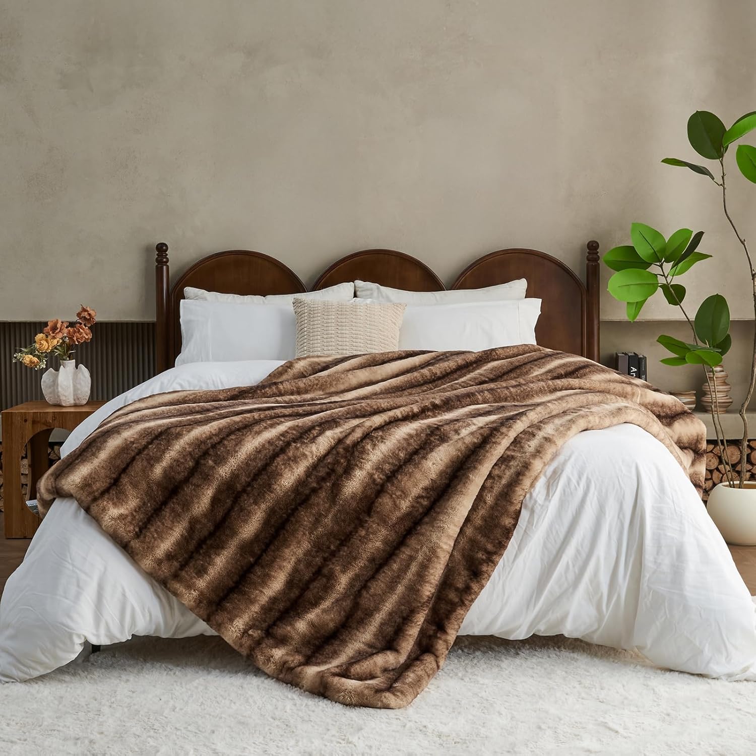 Luxe Brown Throw Pillow — 60" — Brown