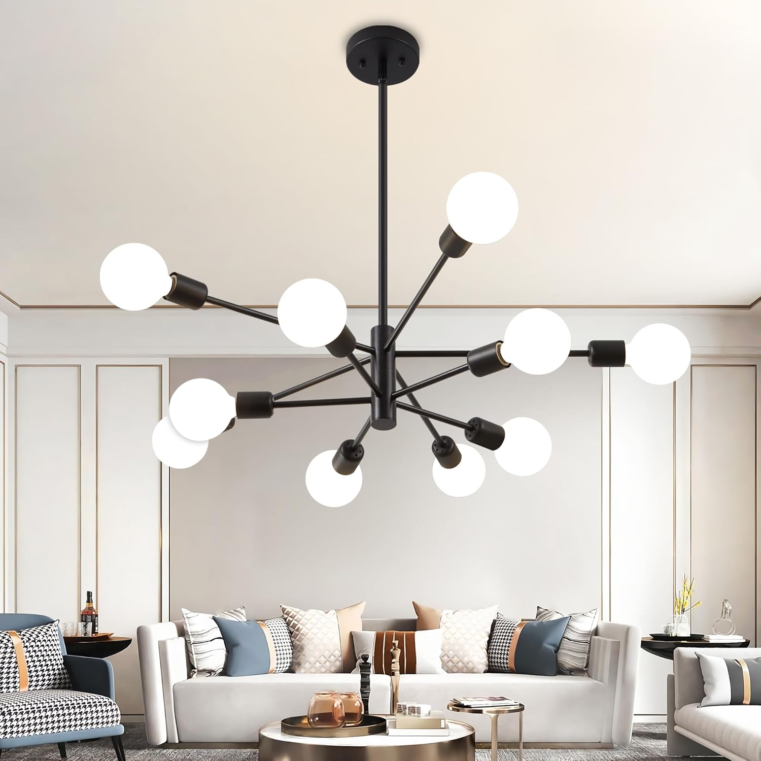 Farmhouse Black Chandelier — 6-Light — Black