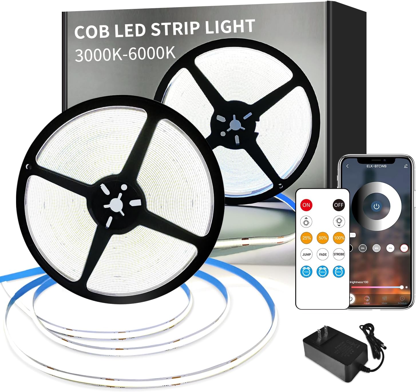 Dimmable White LED Strip Lights — White