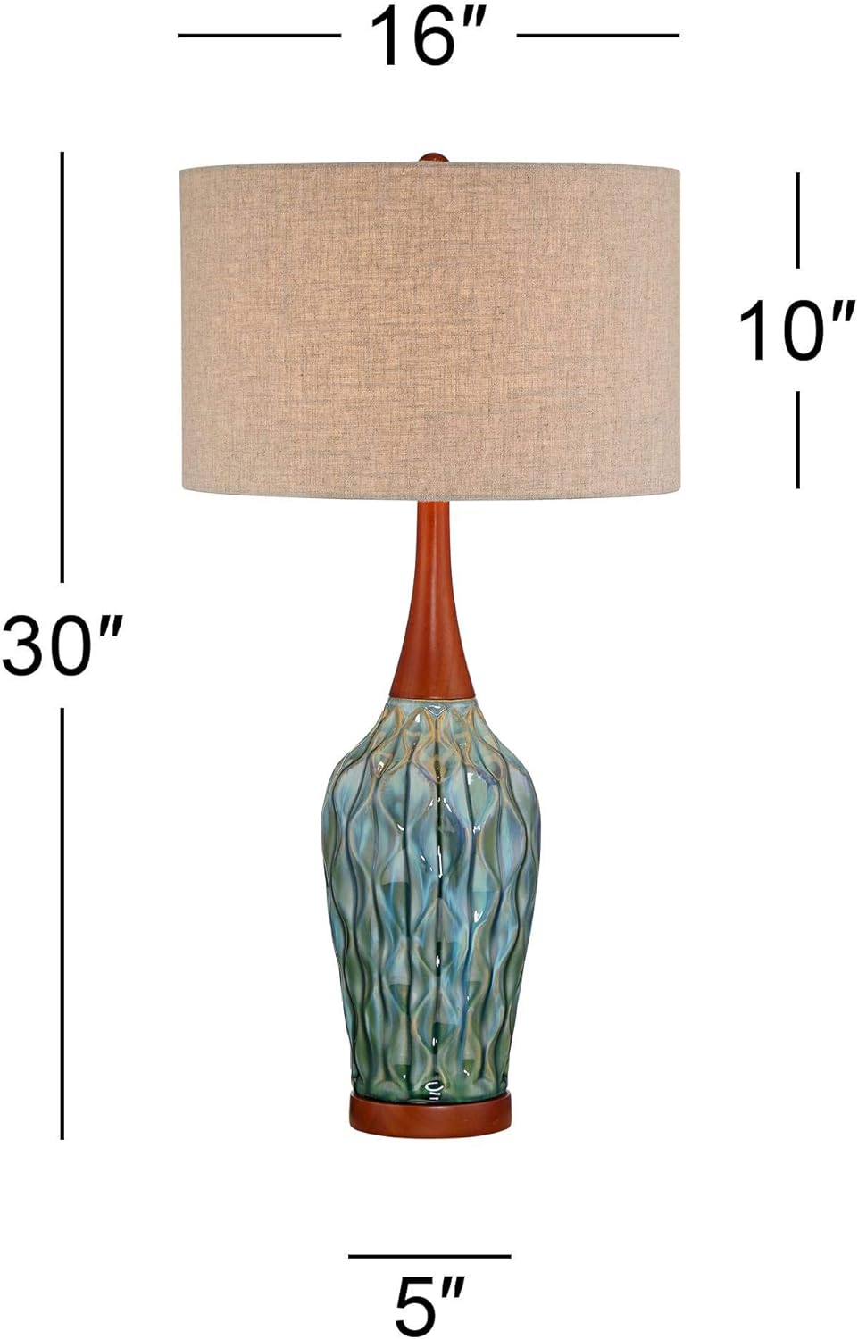 Linen Mid-Century Blue Table Lamp — 30" - View 4