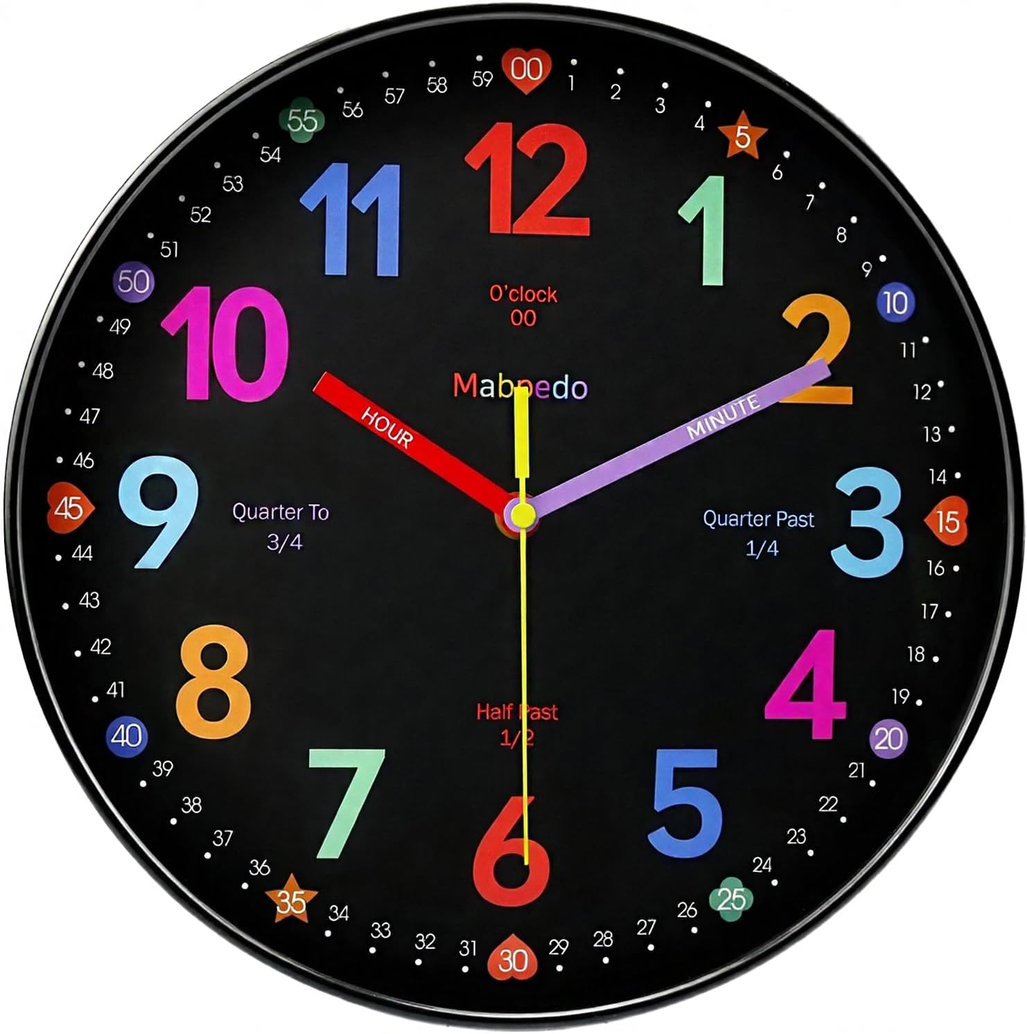 Battery Operated Black Wall Clock — 8" — Black