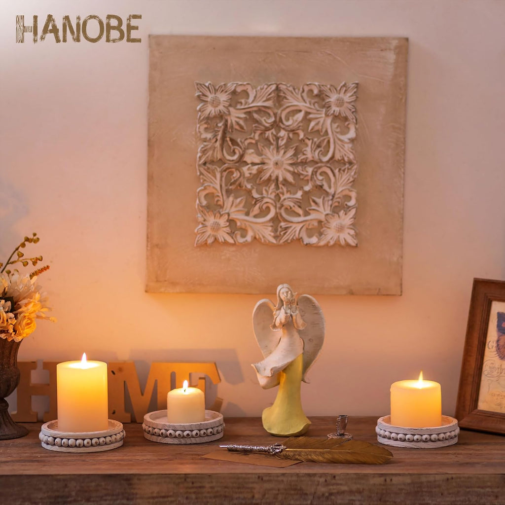 Farmhouse Wood Pillar Candle — 5.11" - View 2