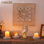 Farmhouse Wood Pillar Candle — 5.11" - View 2