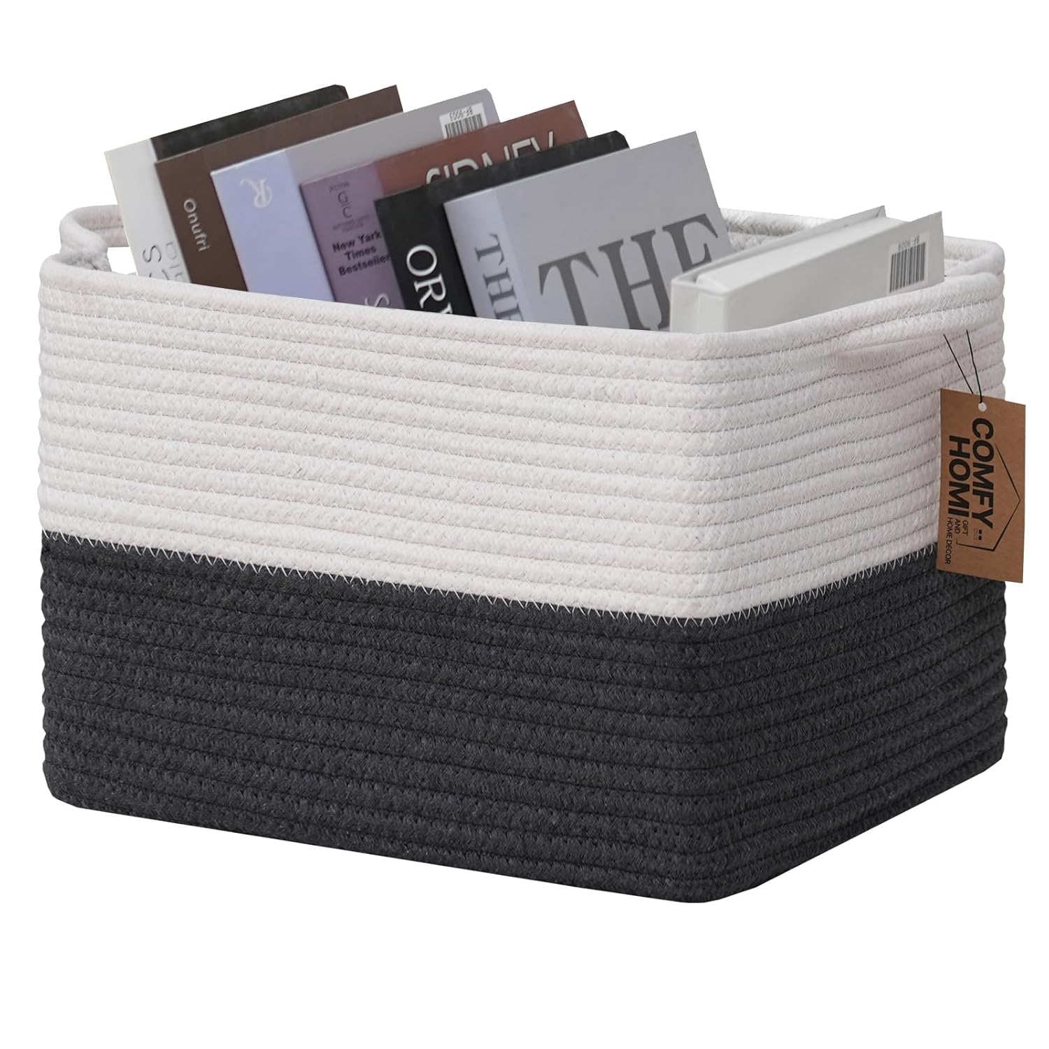 Boho Beige Woven Basket — 13.5" — 13.5"X11"X9.5"