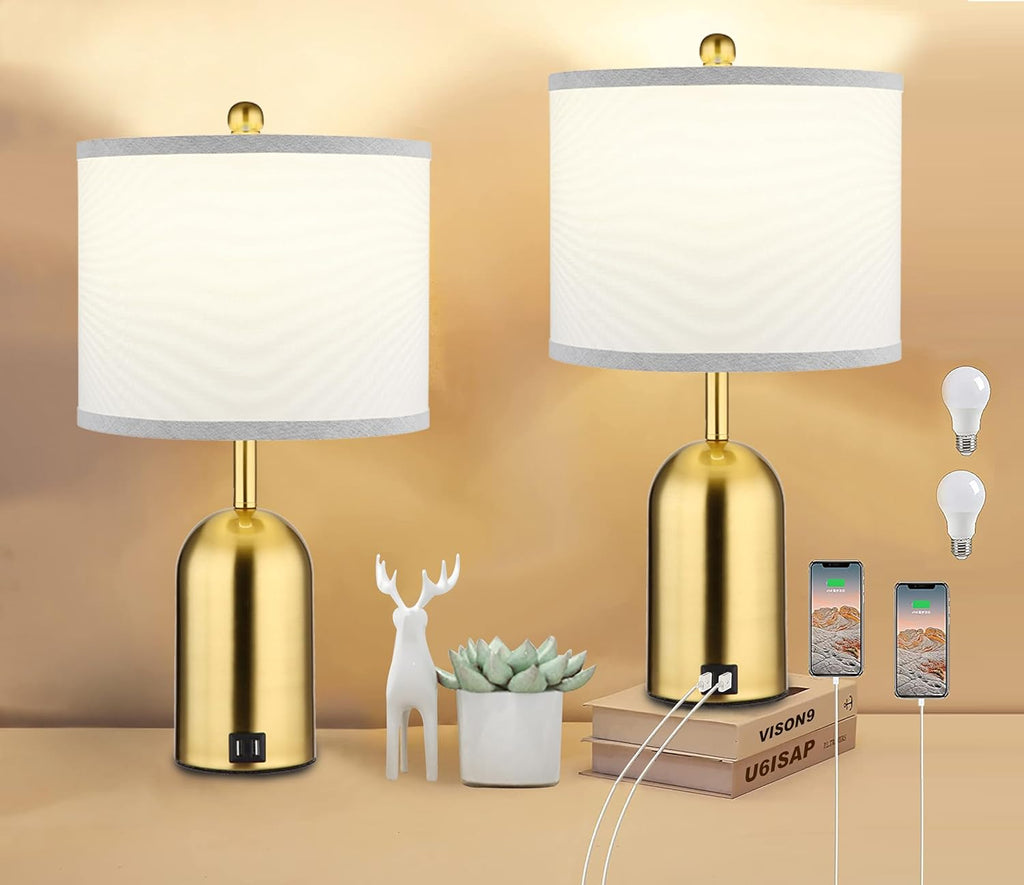 USB Luxe Gold Bedside Lamp - View 6