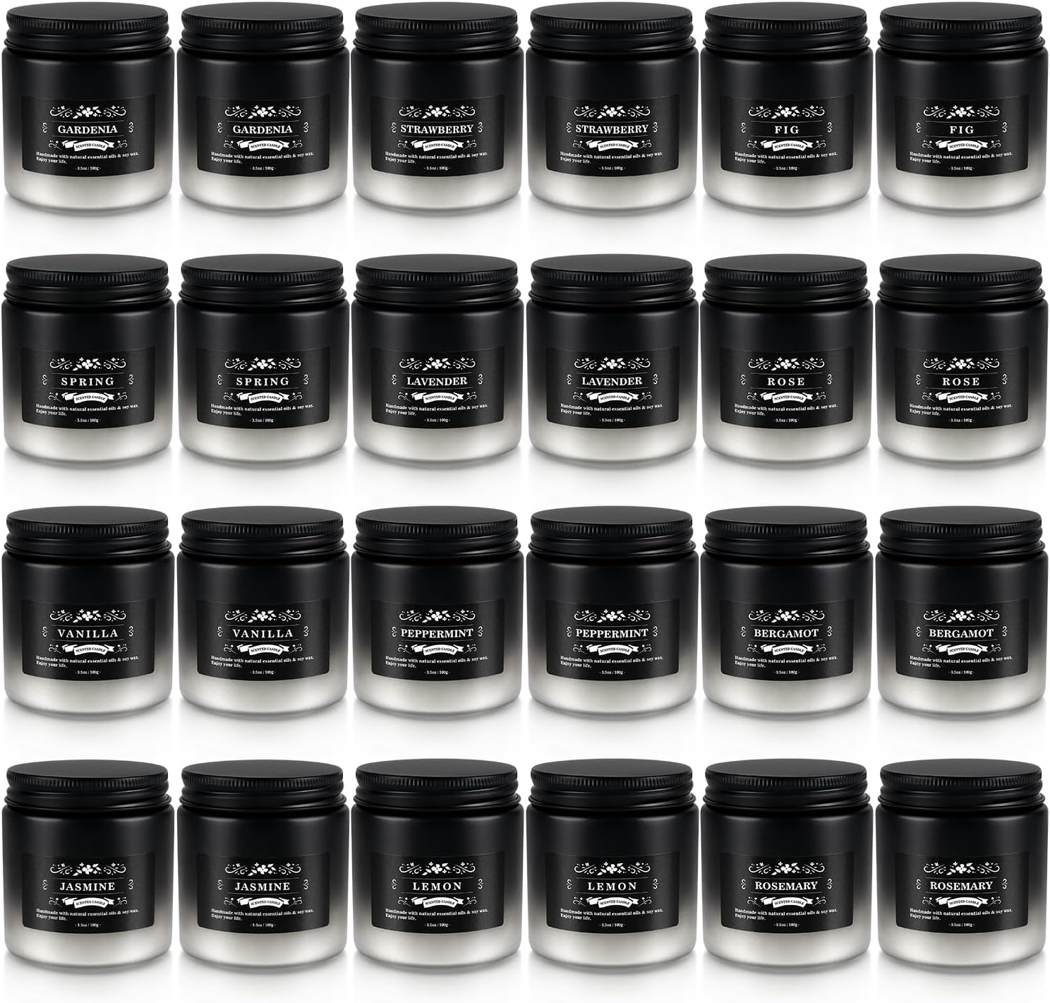 Soy Wax Black Scented Candle — 24pcs Black&White