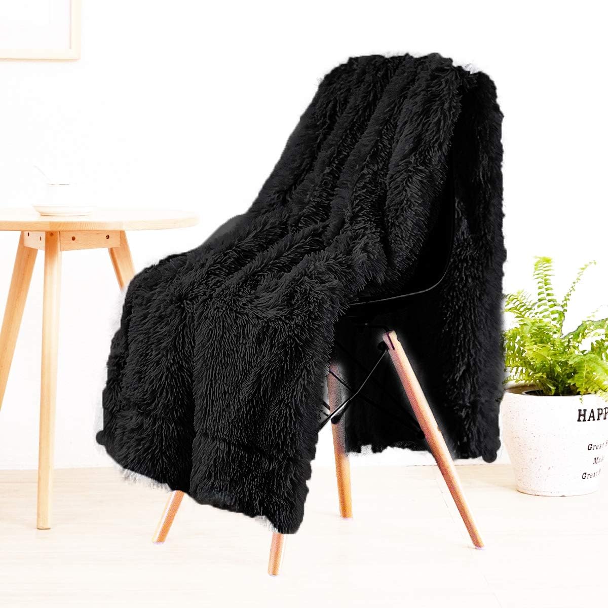 Beige Throw Pillow — 50" — Black