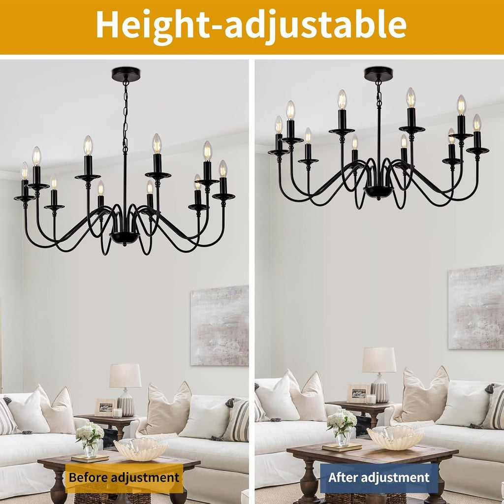 Farmhouse Beige Chandelier — 10-Light - View 6