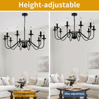 Farmhouse Beige Chandelier — 10-Light - View 6