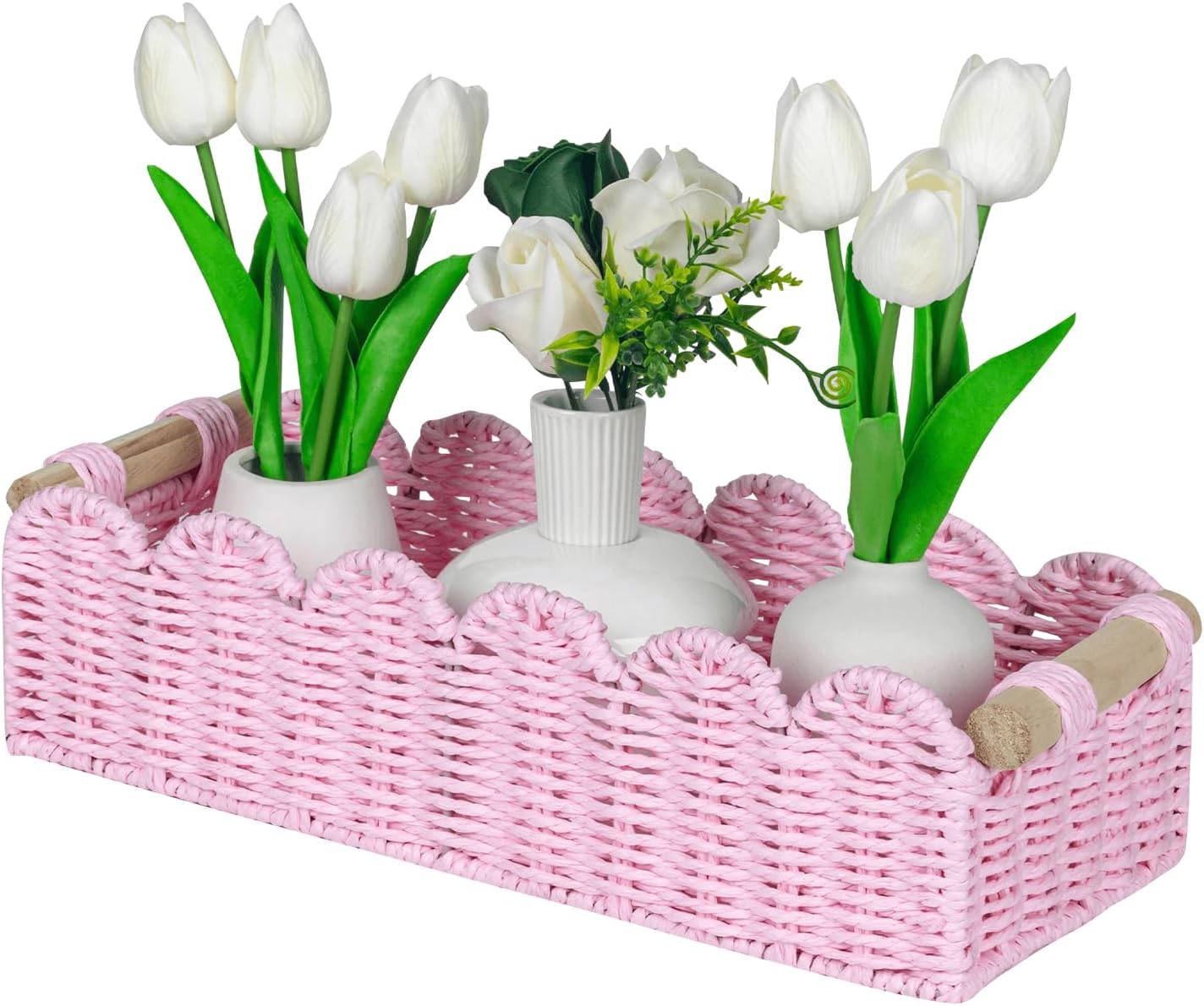 Beige Storage Basket — 14" — Pink