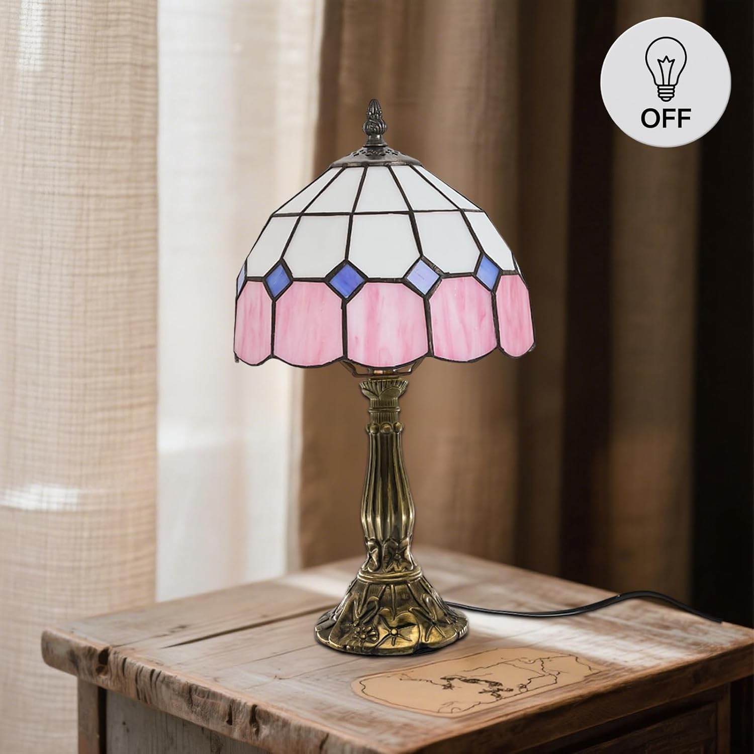 Vintage Blue Bedside Lamp — 8" - View 5