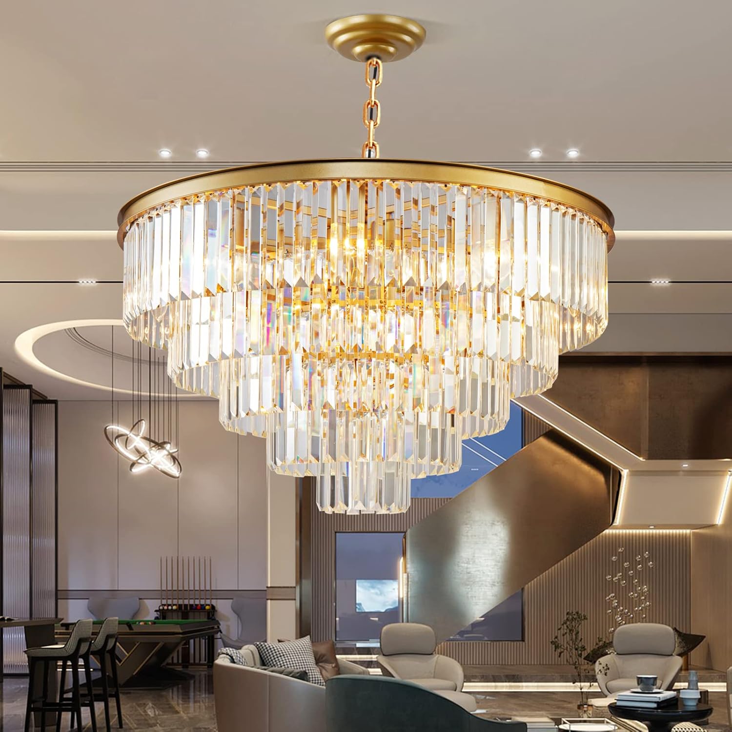 Adjustable Luxe Black Chandelier - View 6