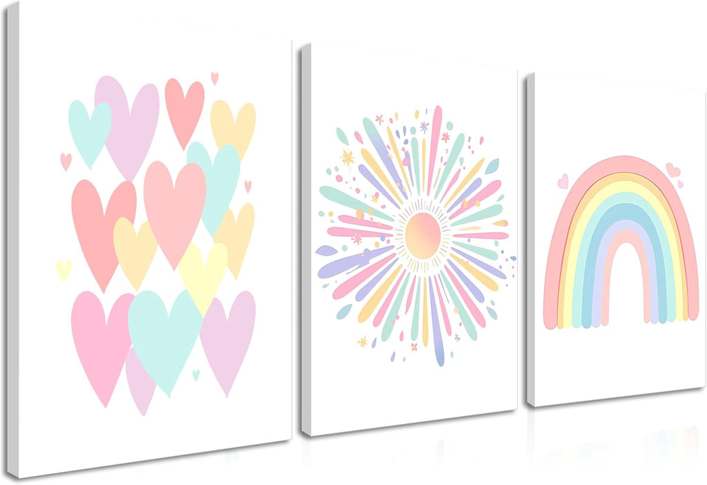 Framed Blue Canvas Wall Art — 12" — Colorful Rainbow