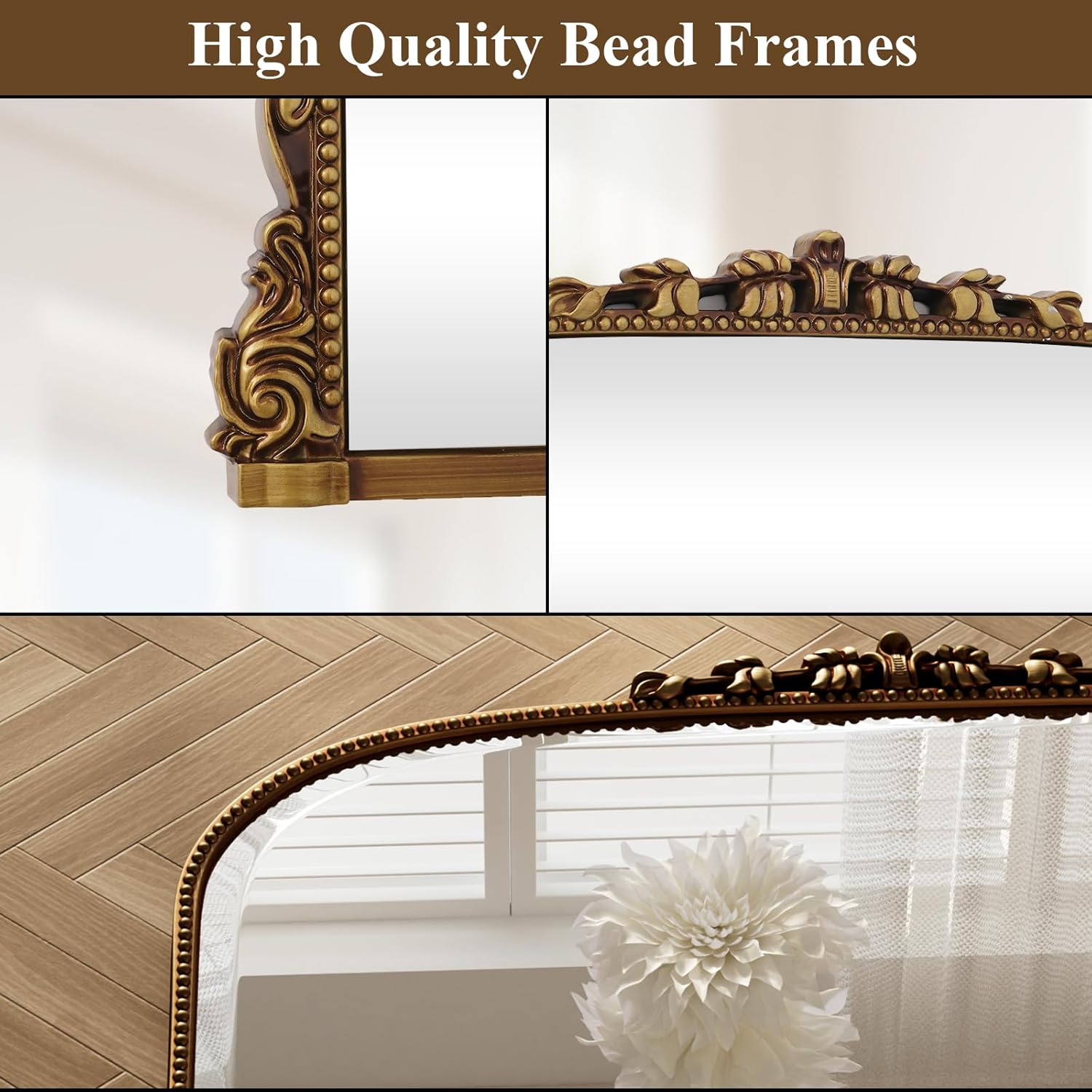 Round Luxe Gold Wall Mirror — 27" - View 3