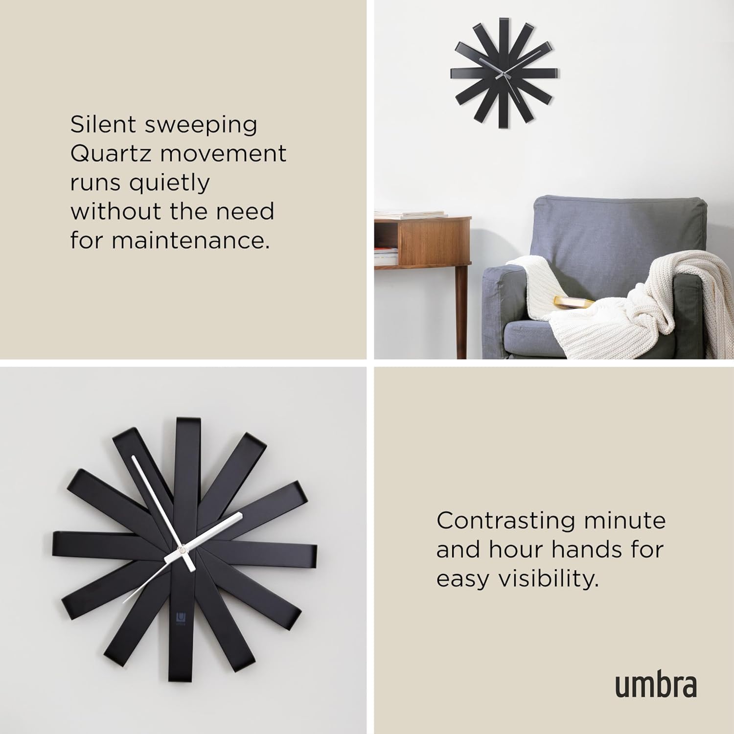 Battery Operated Modern Wall Clock — 12" - View 6
