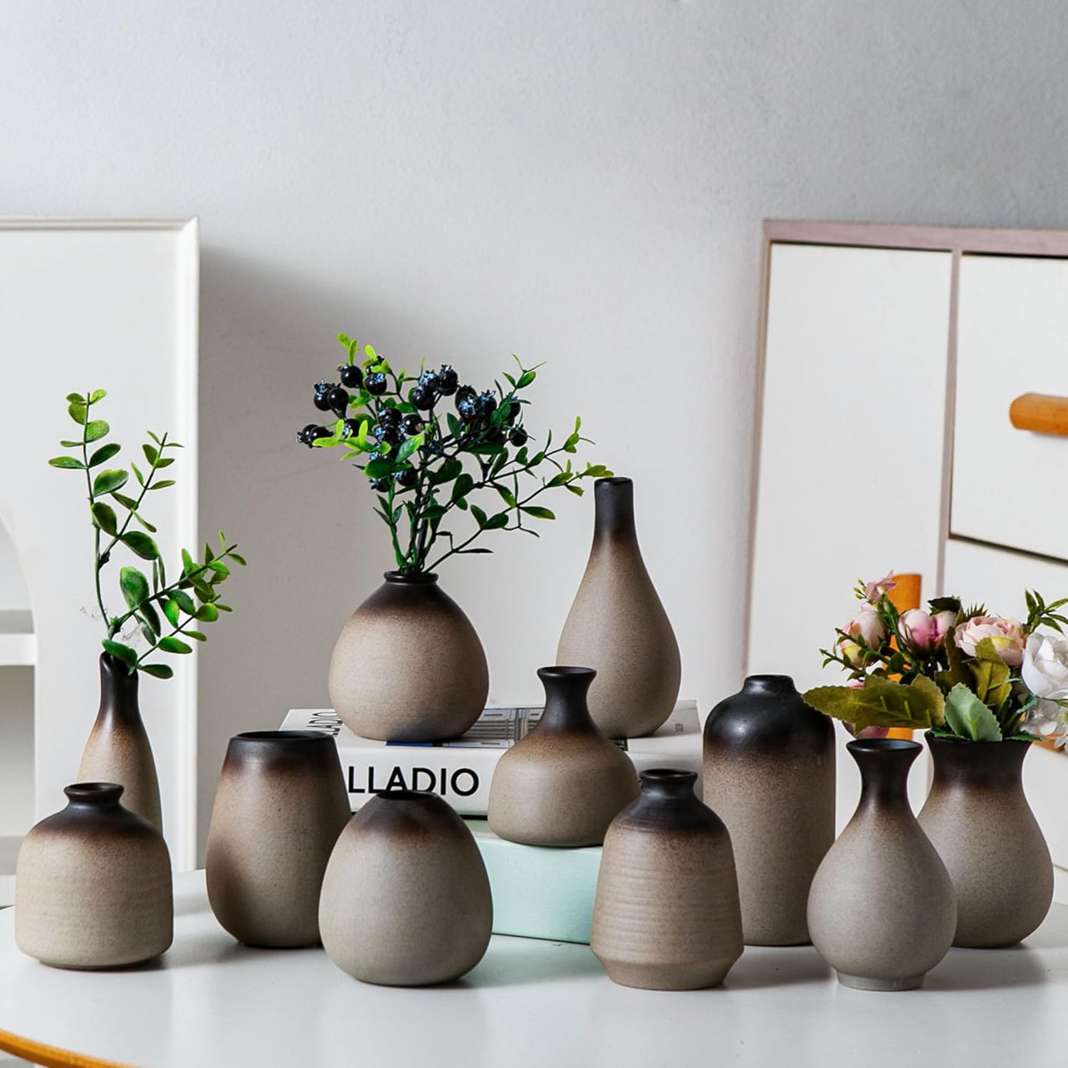 Farmhouse Black Decorative Vase — Set of 5 — Rustic Set of 11