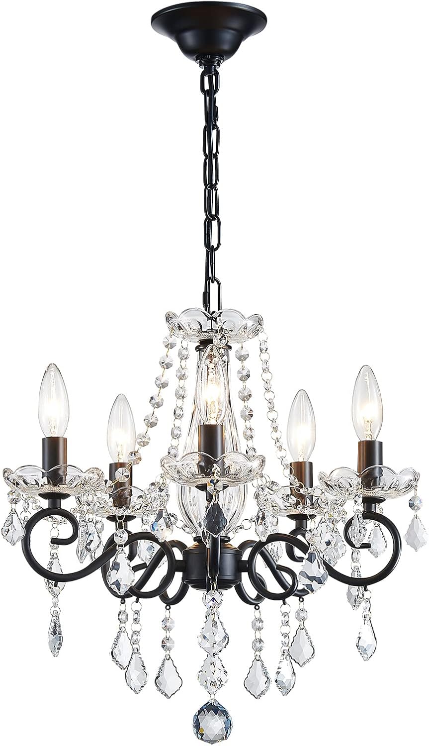 Adjustable Luxe Black Chandelier — 27" — Black
