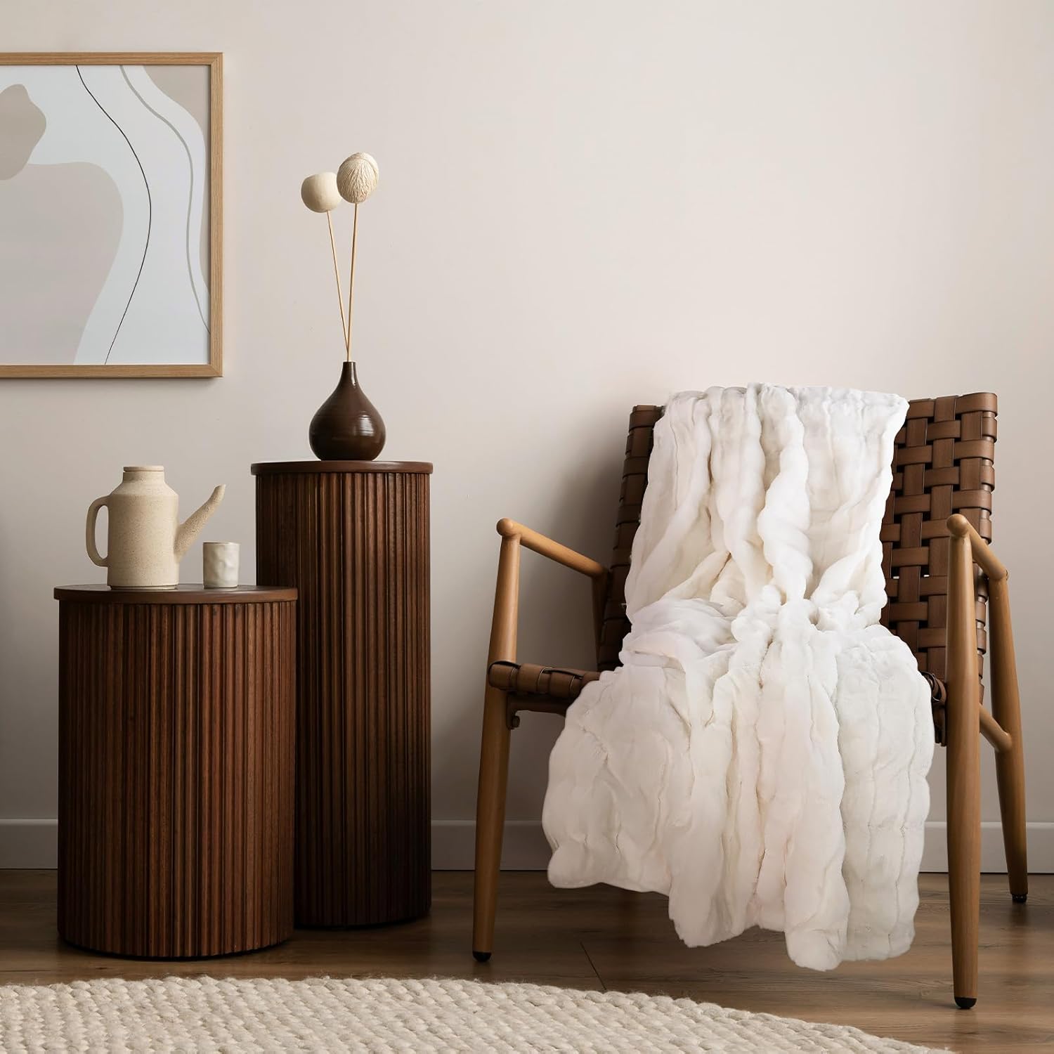 Luxe Beige Throw Pillow — 50x60 - View 6