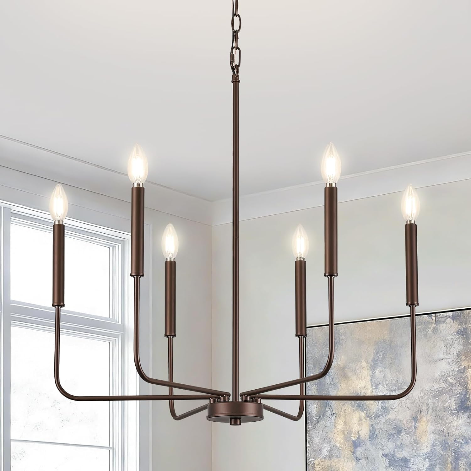 Farmhouse Black Chandelier — 6-Light — Oil-Rubbed Bronze
