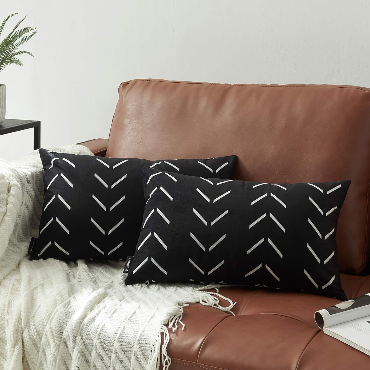 Boho Black Throw Pillow Cover — 18" — Black