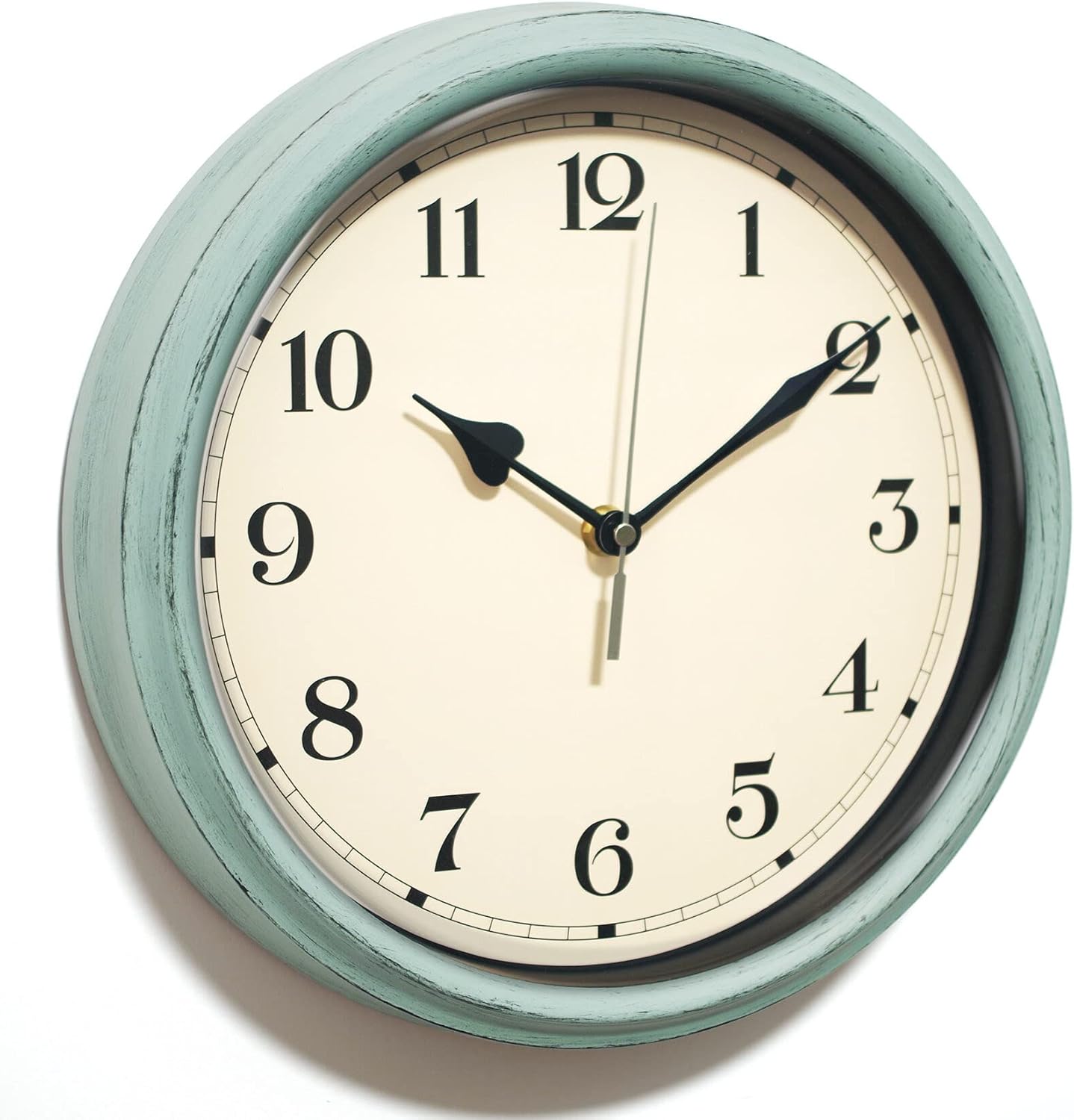 Battery Operated Farmhouse Blue Wall Clock — 11" — Turquoise