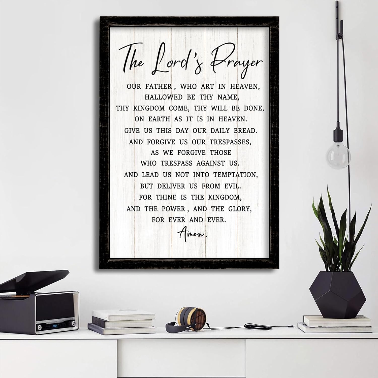 Vintage Farmhouse Beige Framed Wall Art — 11" — zhu Black