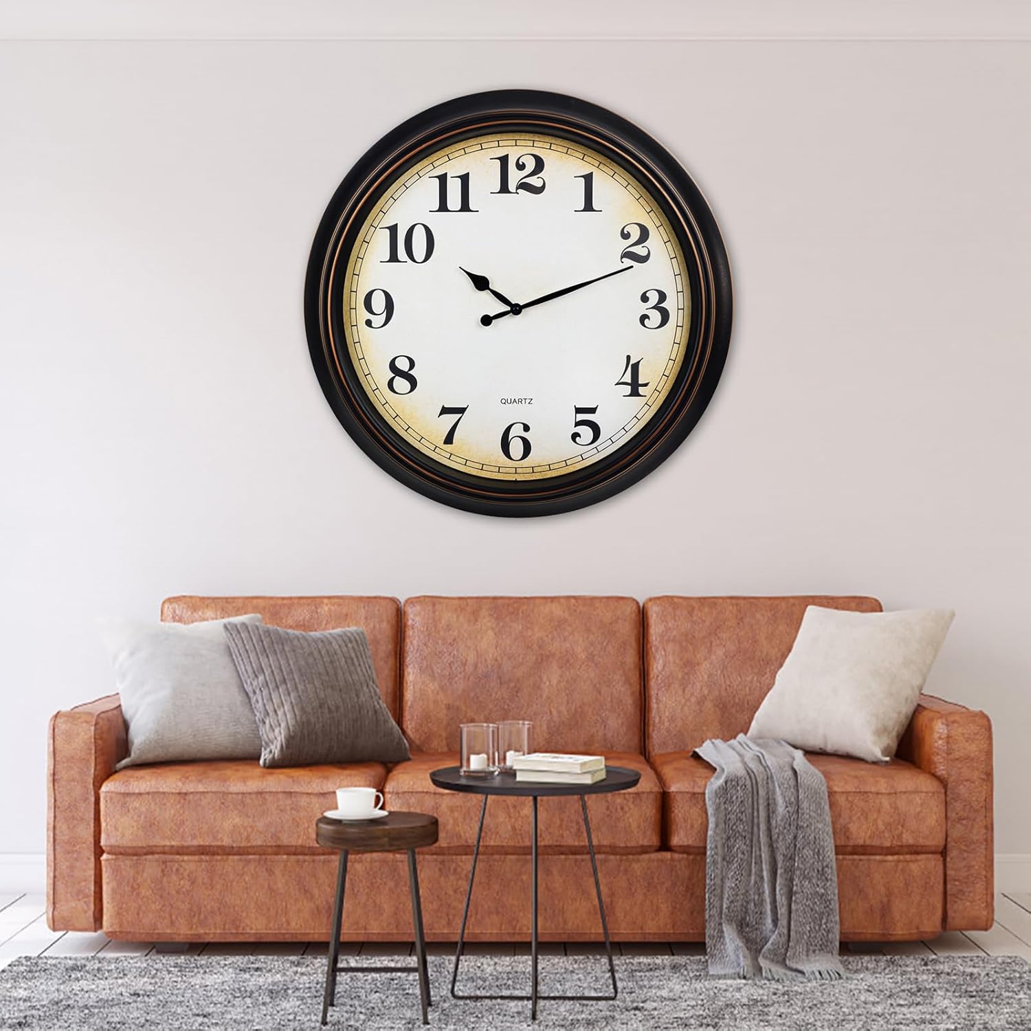 Battery Operated Farmhouse Gold Wall Clock — 24" - View 3