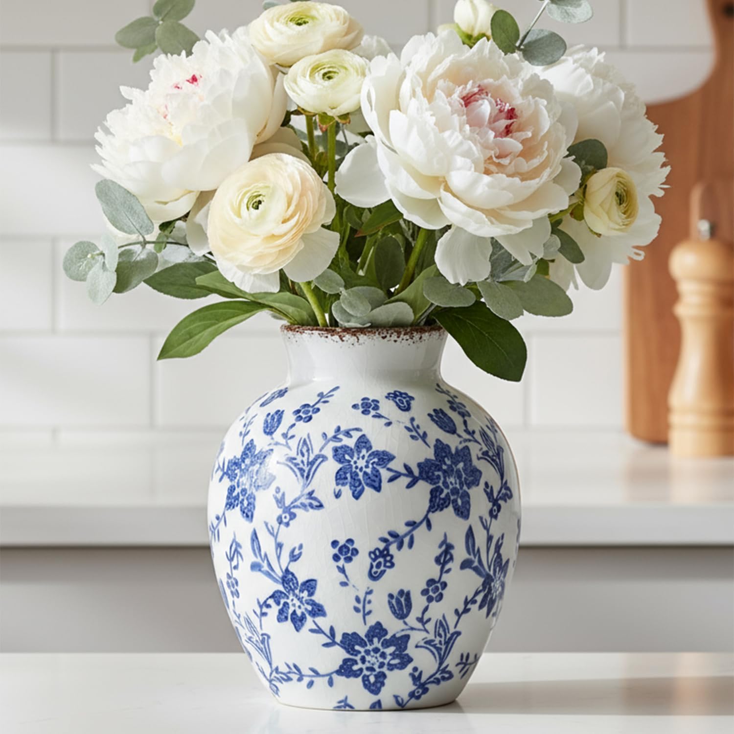Vintage Blue Flower Vase — 28" — Blue02