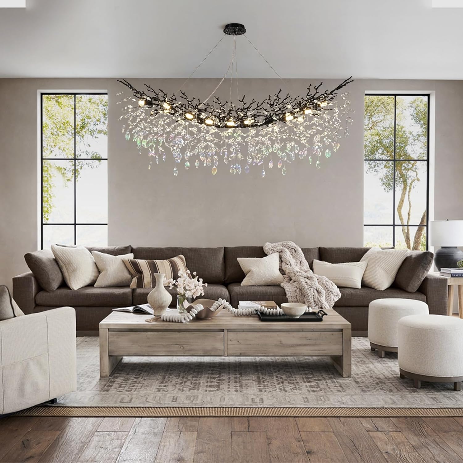 Rectangular Luxe Black Chandelier — 16-Light - View 4