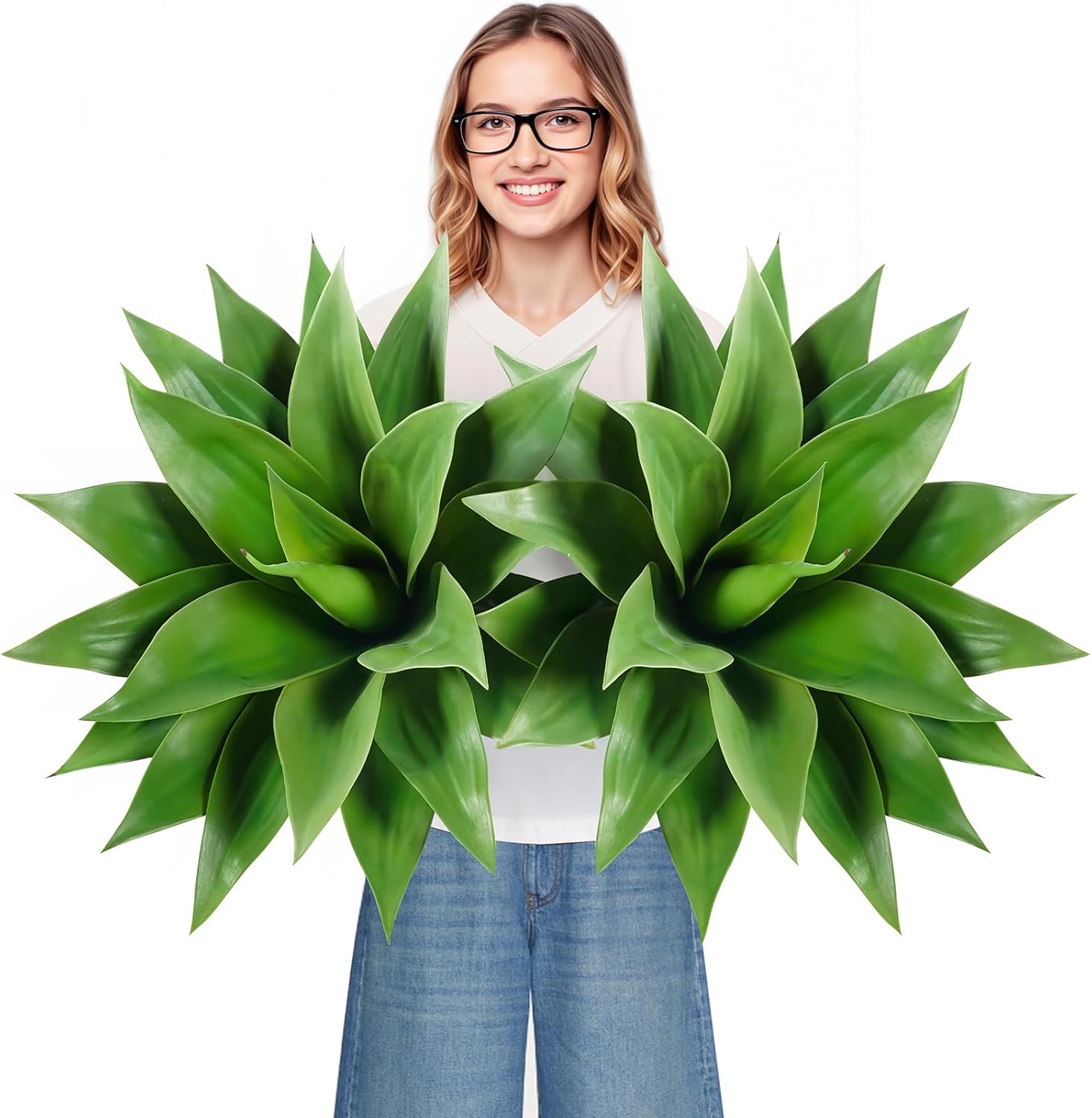 Blue Faux Succulent — 28" — Green*2