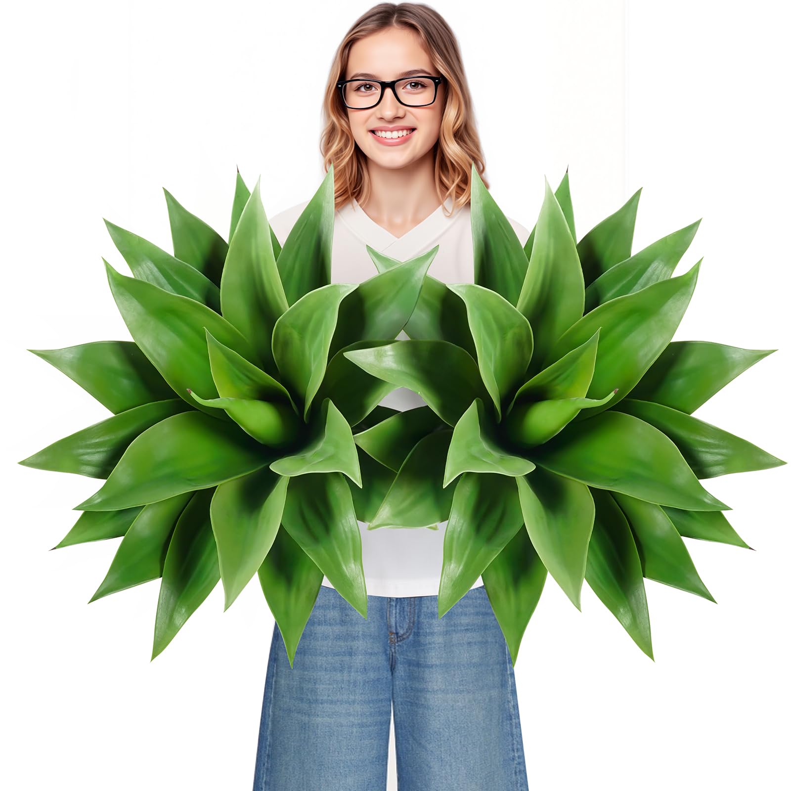 Blue Faux Succulent — 28"