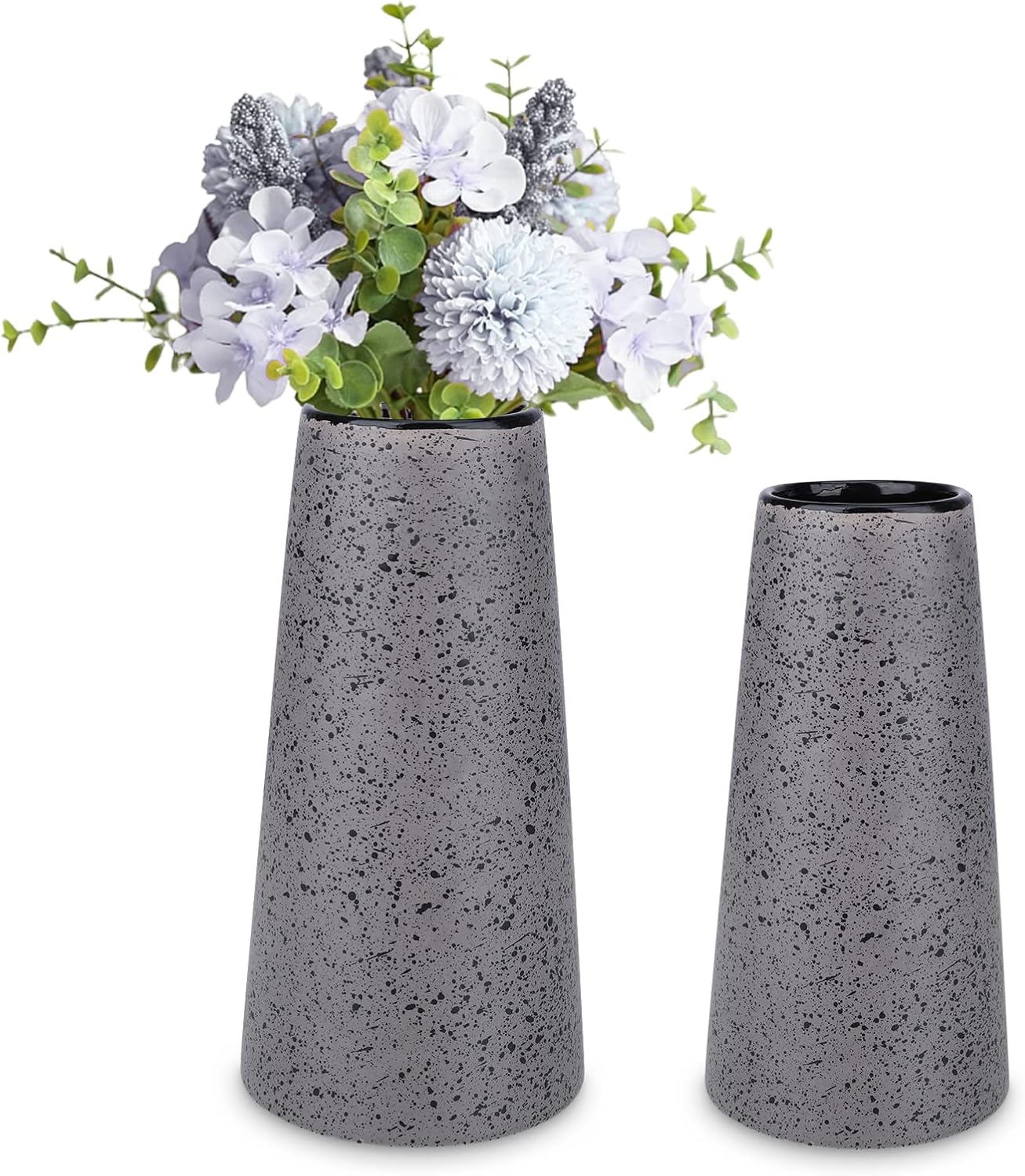 Farmhouse Blue Flower Vase — Set of 2 — Gray