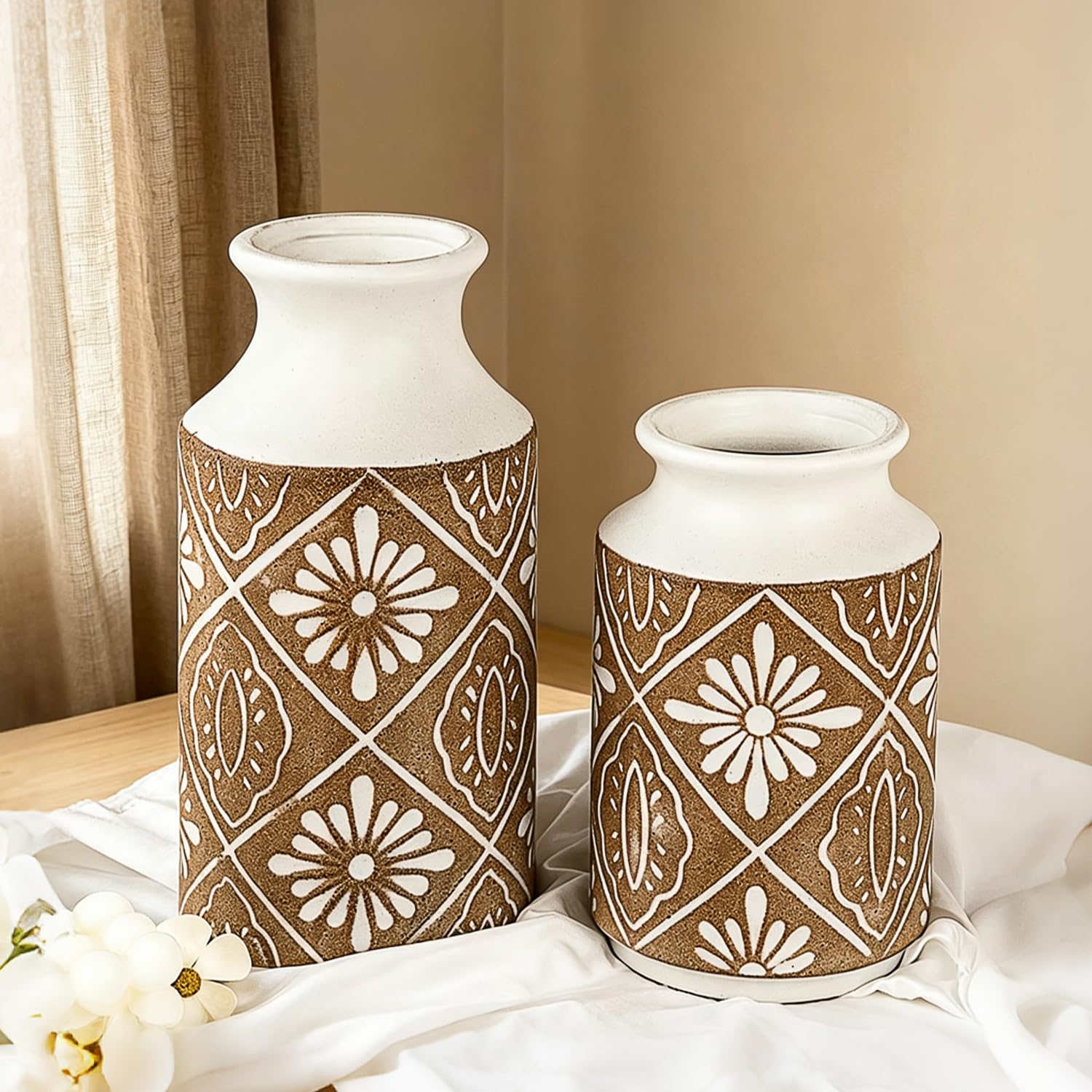 Vintage Farmhouse Ceramic Flower Vase — 11.02"