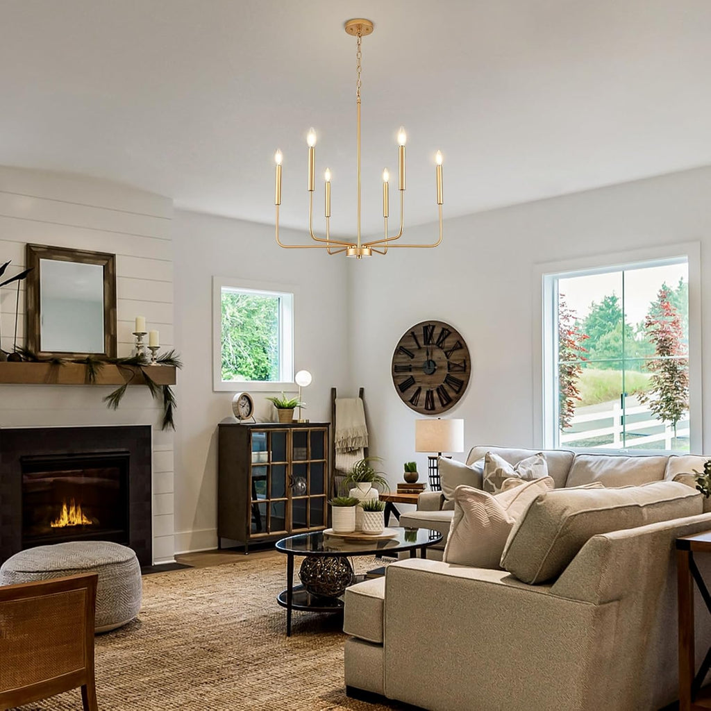 Farmhouse Black Chandelier — 6-Light - View 4