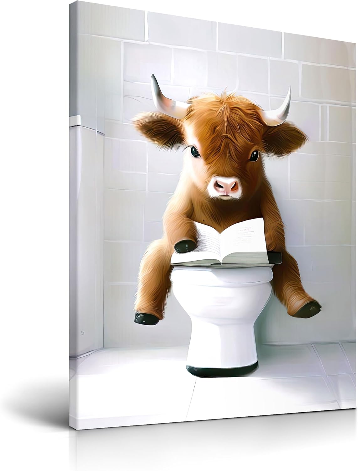 Black Framed Wall Art — 16" — Framed Cow Reading