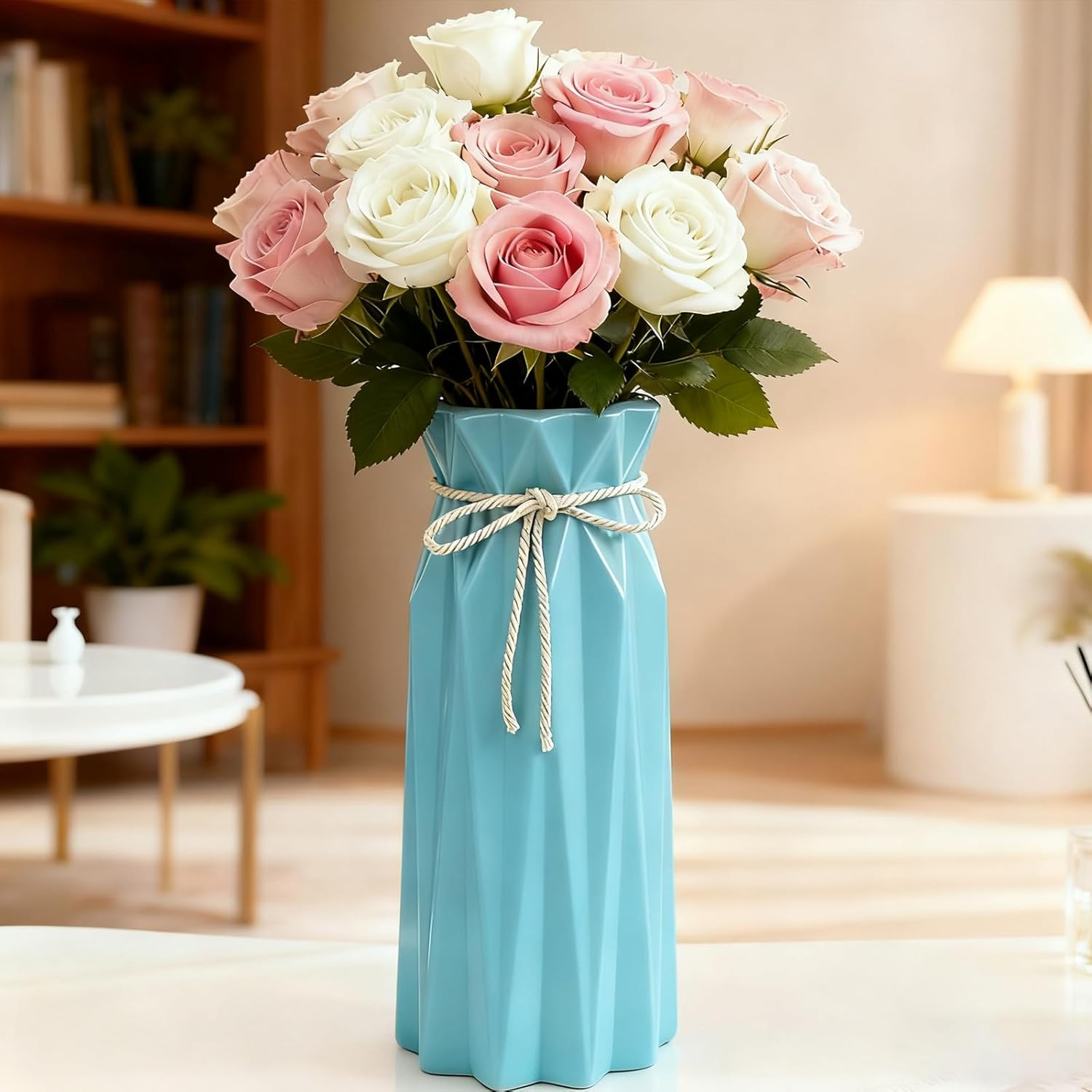 Farmhouse Blue Flower Vase — 9.5" — #B 9.5" Blue Tall Vase