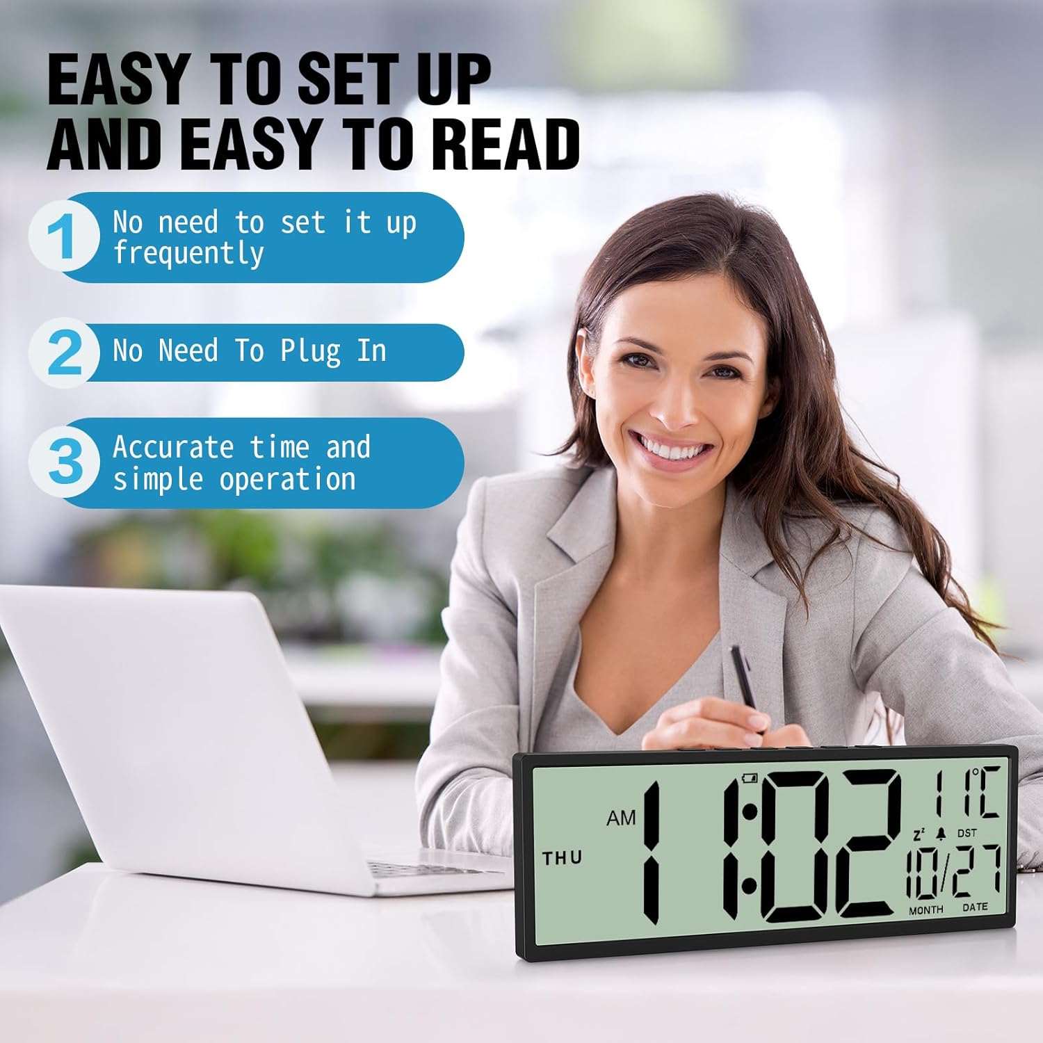 Battery Operated Wall Clock — 14.5" - View 4