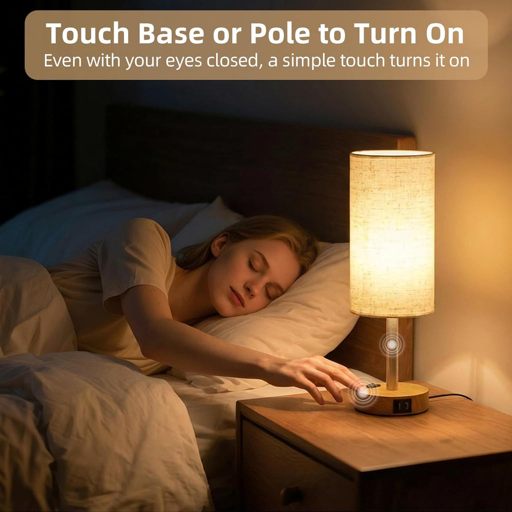 Dimmable Beige Bedside Lamp - View 4