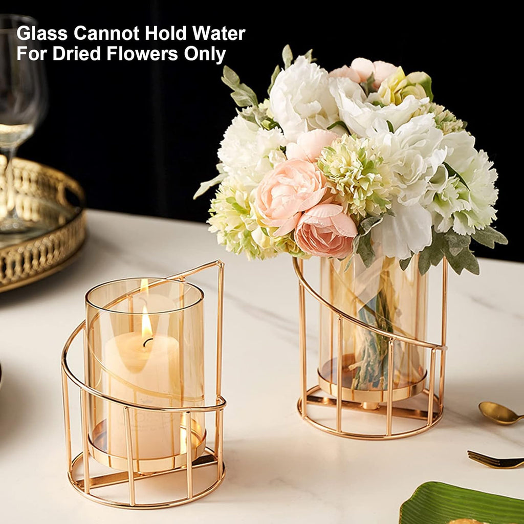 Luxe Metal Pillar Candle — Set of 2 - View 4