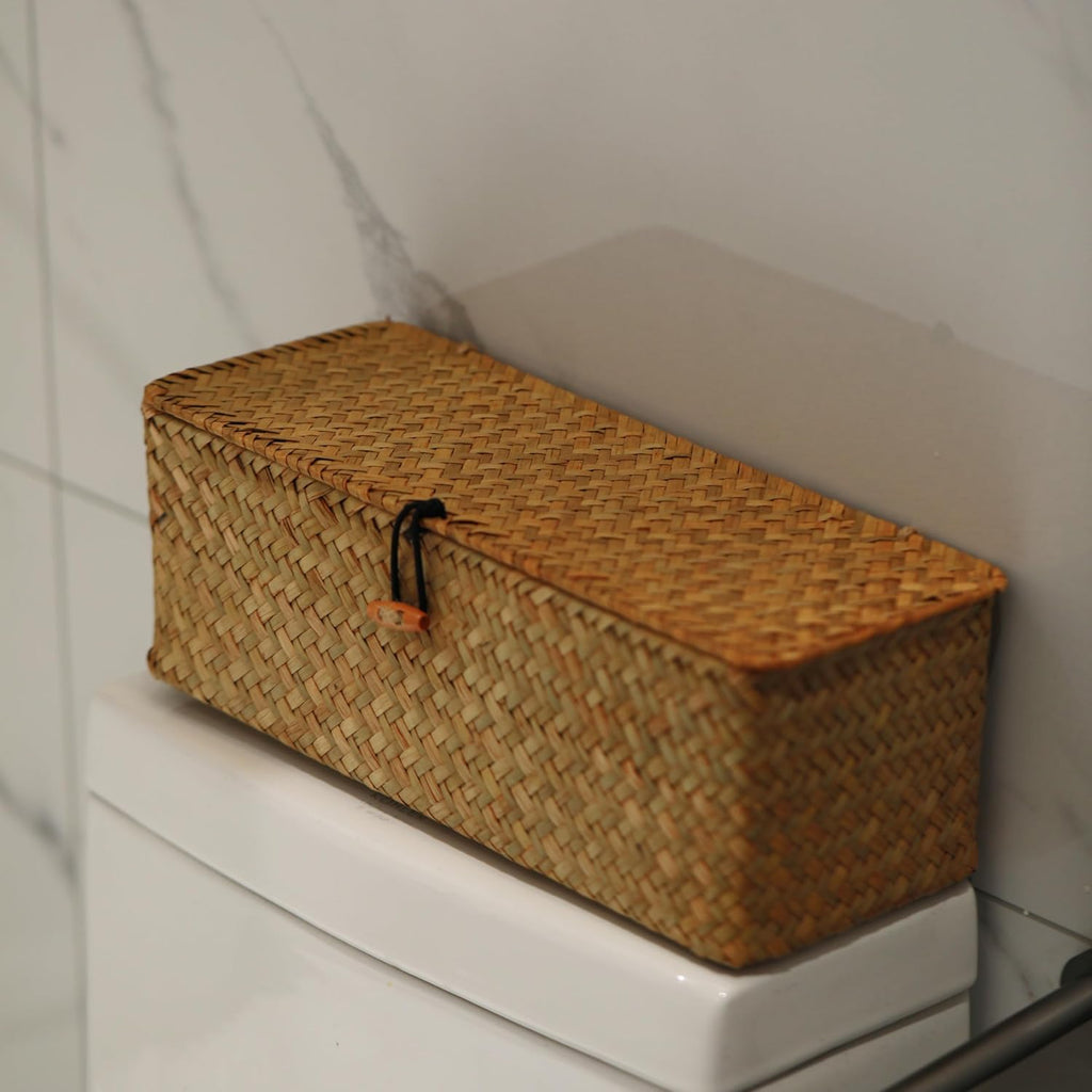 Rectangular Boho Beige Storage Basket — 5" - View 8