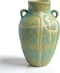 Handcrafted Boho Beige Flower Vase — 10" — Green Bubble Glaze