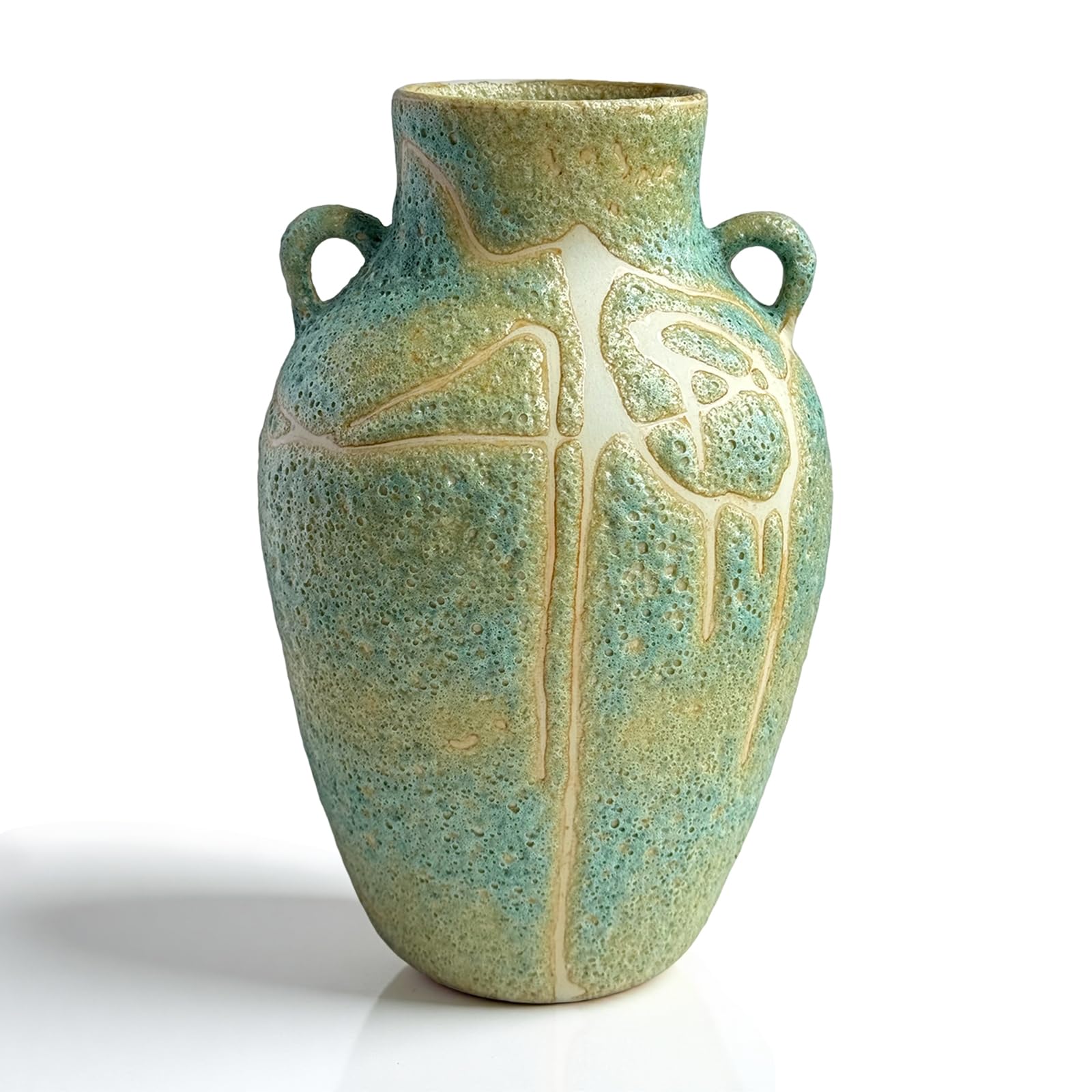 Handcrafted Boho Beige Flower Vase — 10"