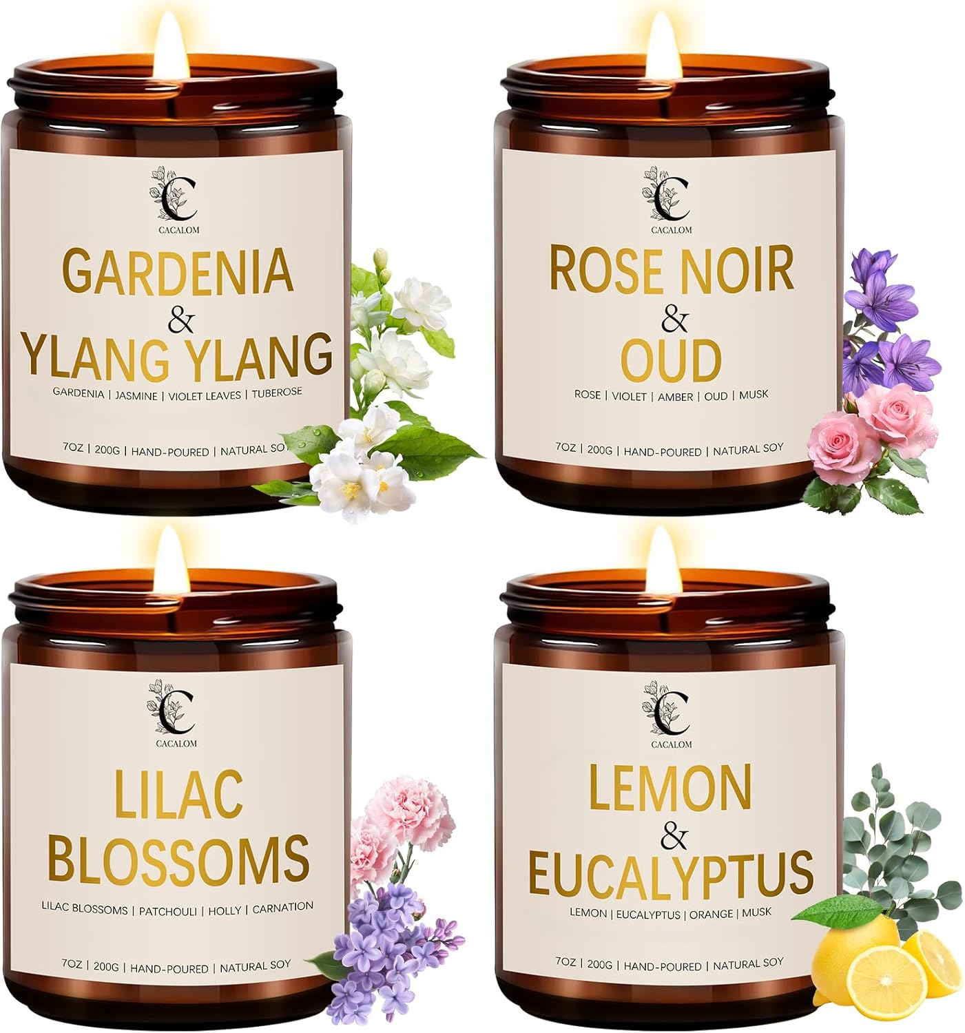 Soy Wax Metal Scented Candle — Rose/Lemon/Gardenia/Eucalyptus/Noir Oud