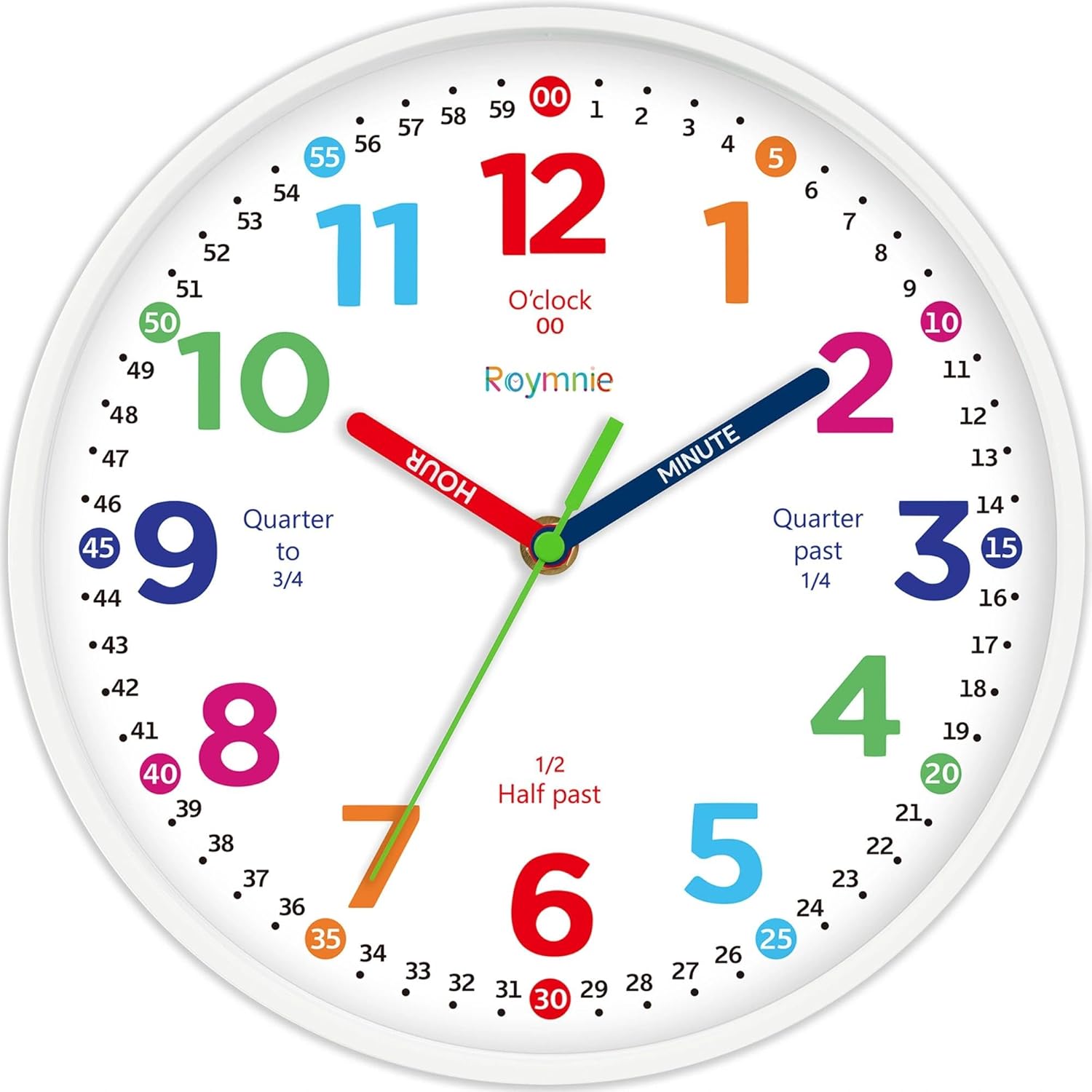 Battery Operated Blue Wall Clock — 14" — White Grain