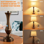 Dimmable Beige Bedside Lamp — Set of 2 - View 2
