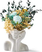 Modern Ceramic Flower Vase — 5.3" — Face Vase - Hands on Cheeks