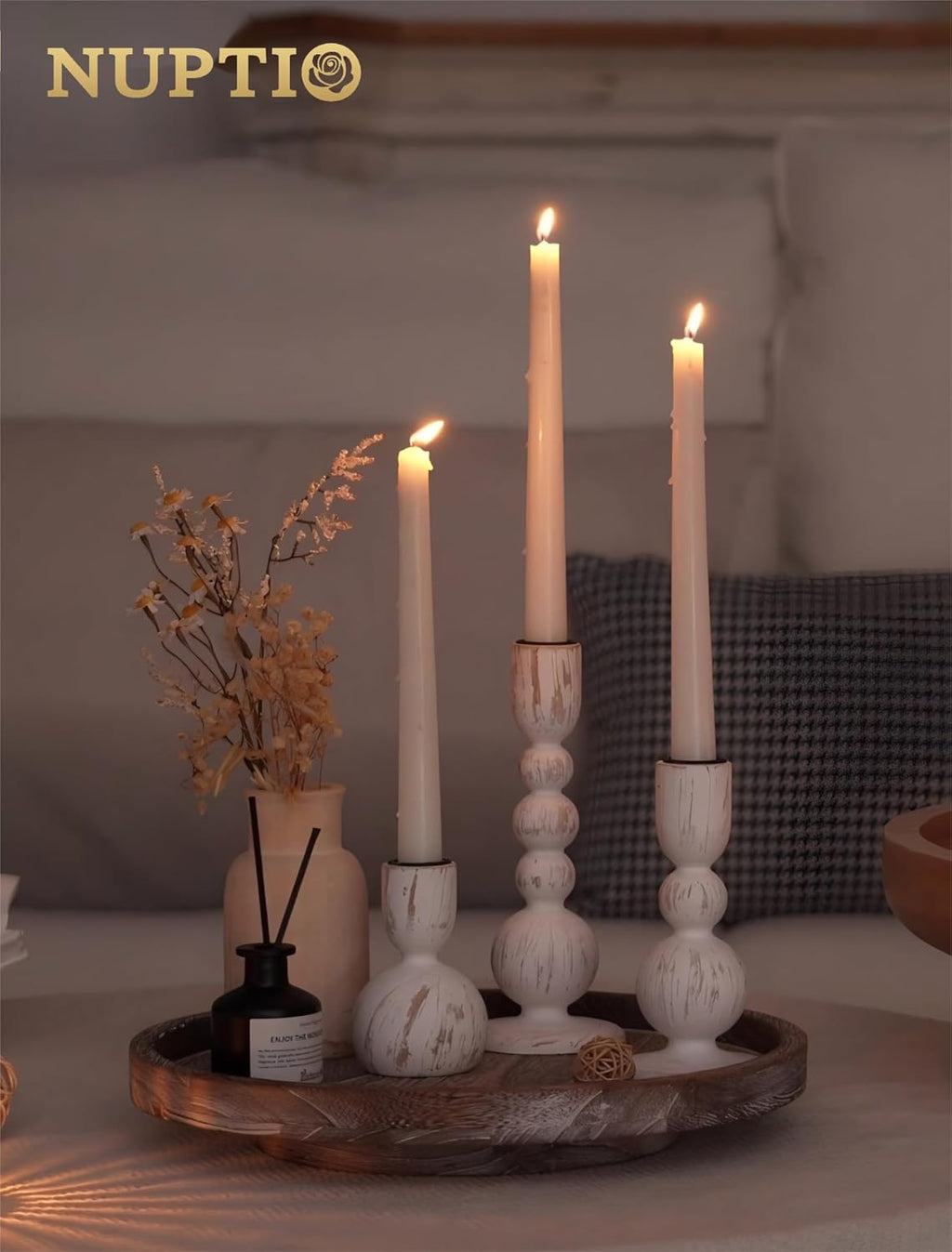 Boho Brown Candle — Set of 3 - View 5