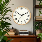 Battery Operated Modern Beige Wall Clock — 8" - View 2